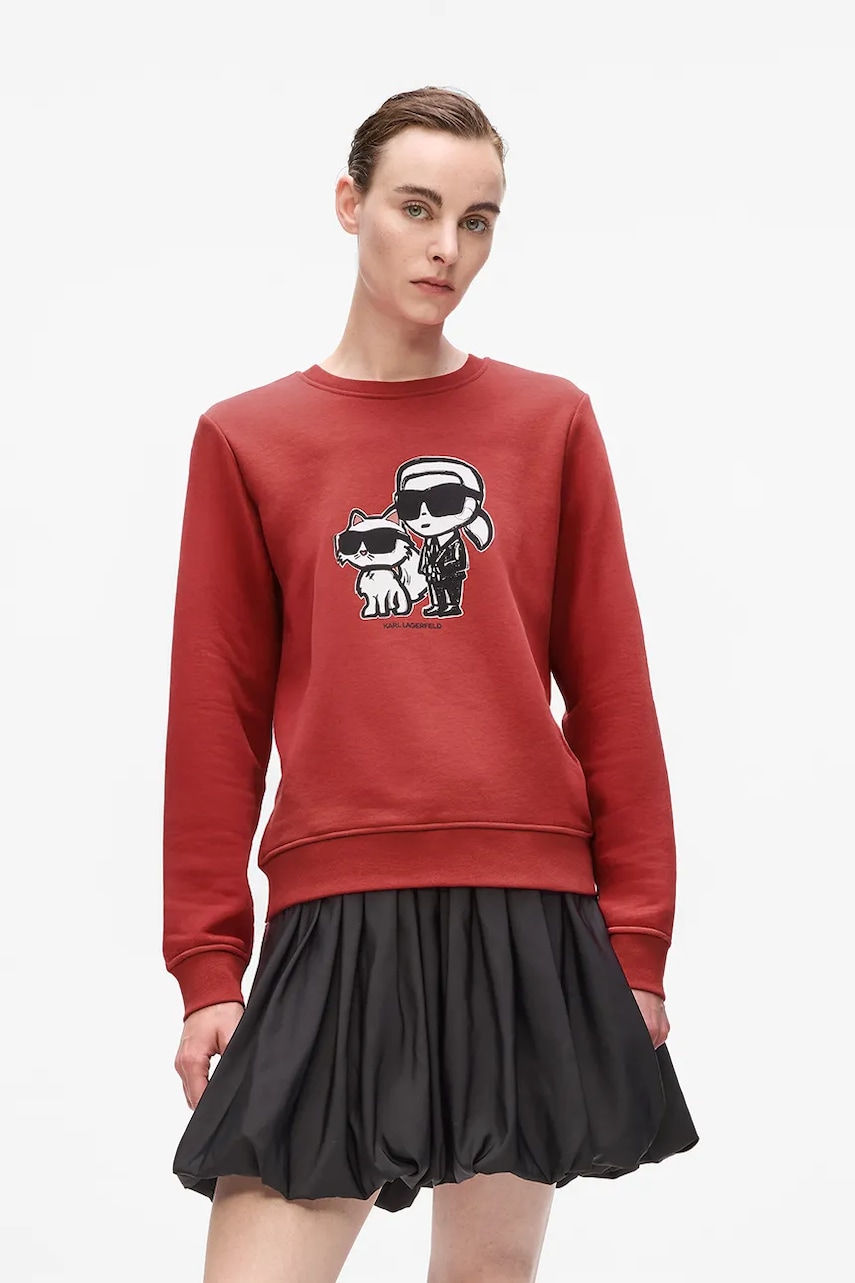 Karl Lagerfeld bluză culoarea roșu, cu imprimeu, A4W20045