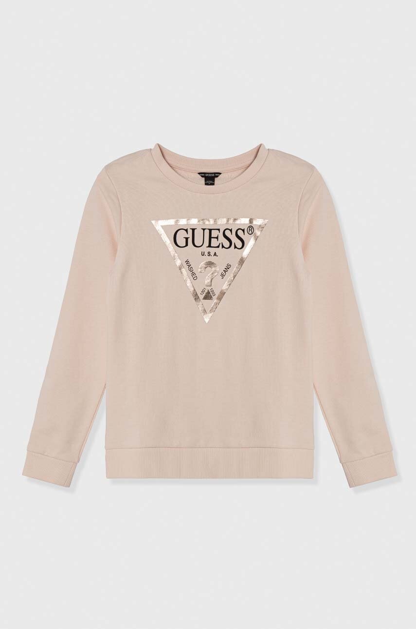 

Детская хлопковая кофта Guess цвет розовый с принтом