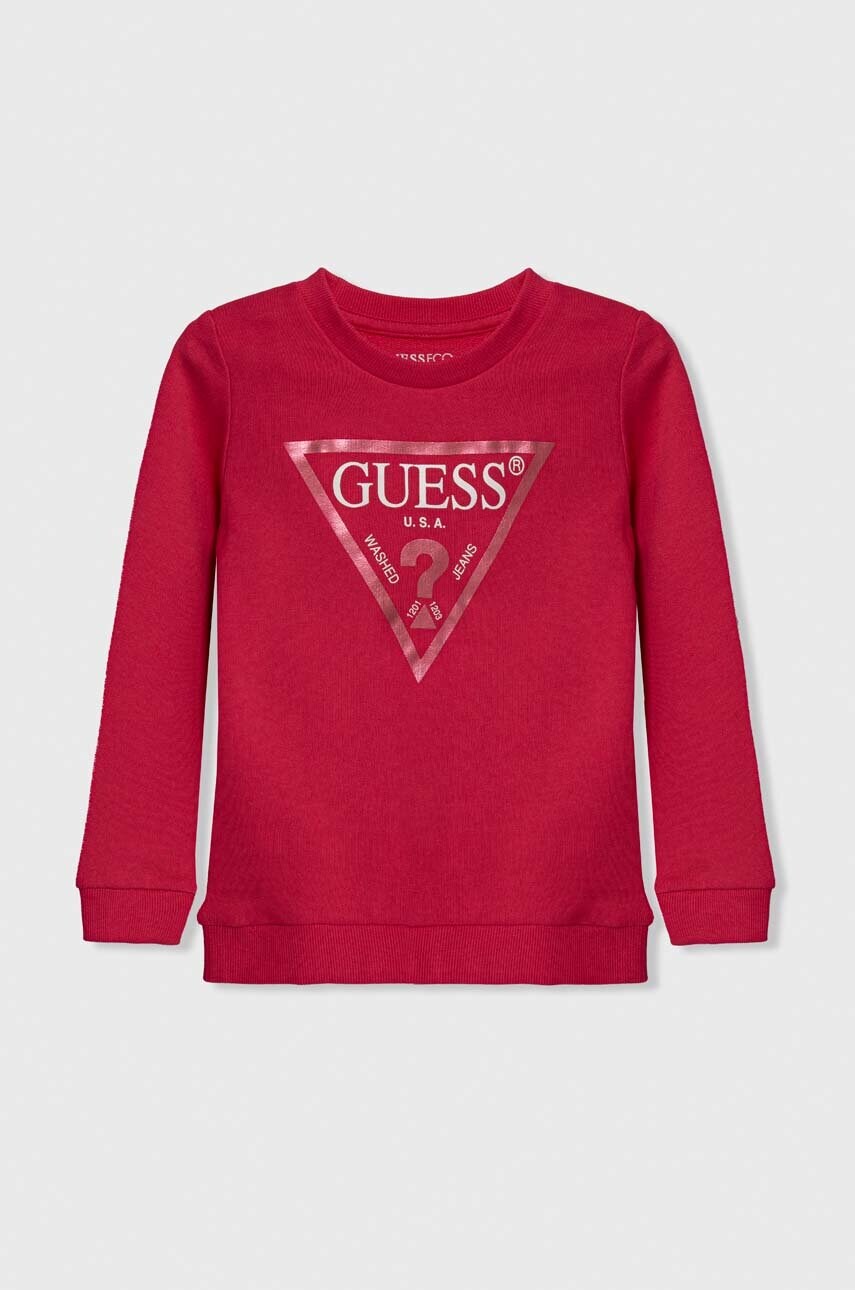

Детская хлопковая кофта Guess цвет розовый с принтом