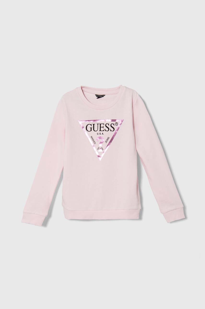 

Детски памучен суичър Guess в розово с принт J74Q10 KAUG0, Розов