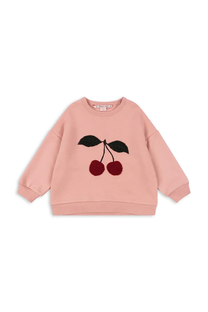 Konges Sløjd hanorac de bumbac pentru copii LOU TERRY SWEAT SHIRT OCS culoarea roz, cu imprimeu, KS105642