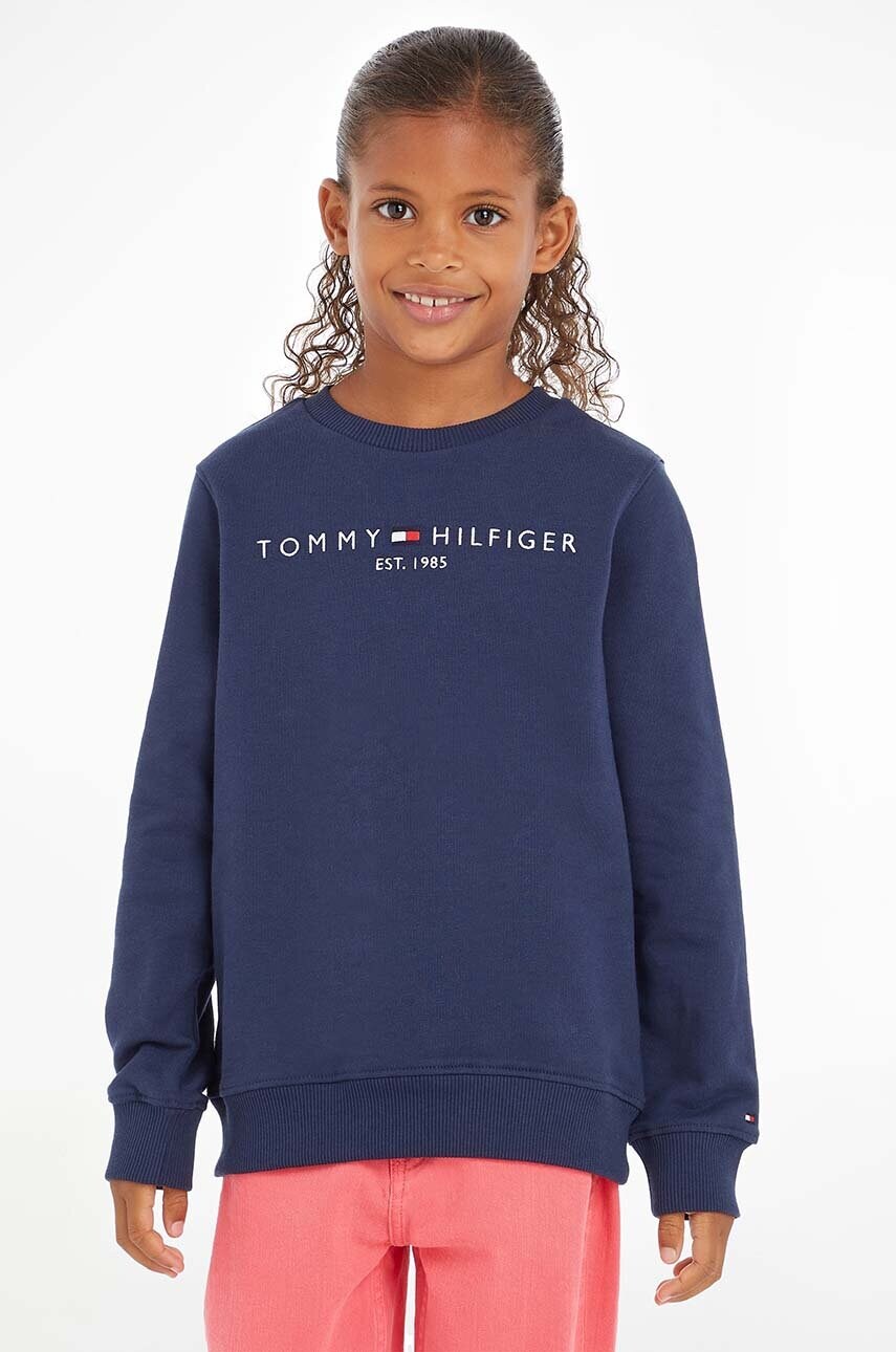 Levně Dětská bavlněná mikina Tommy Hilfiger tmavomodrá barva, s aplikací, KS0KS00212