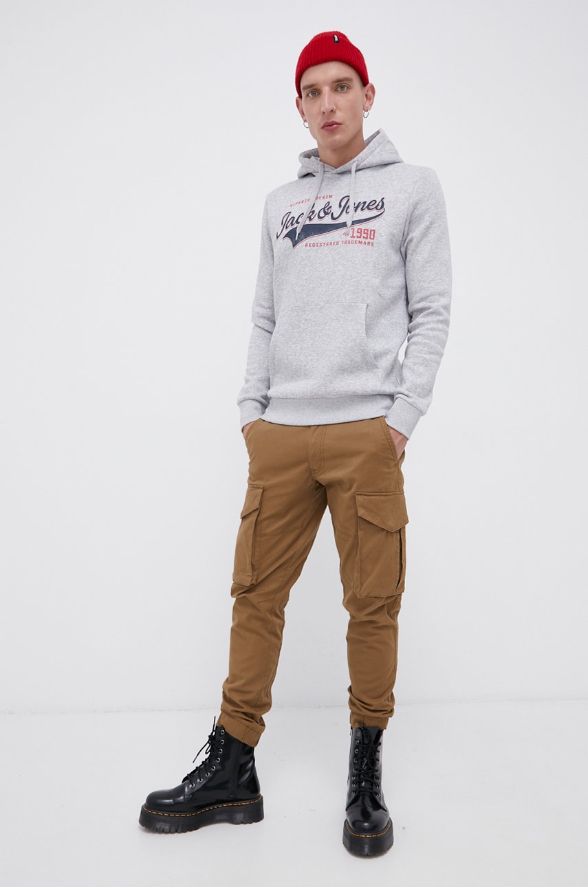 

Кофта Jack & Jones мужская цвет серый с принтом