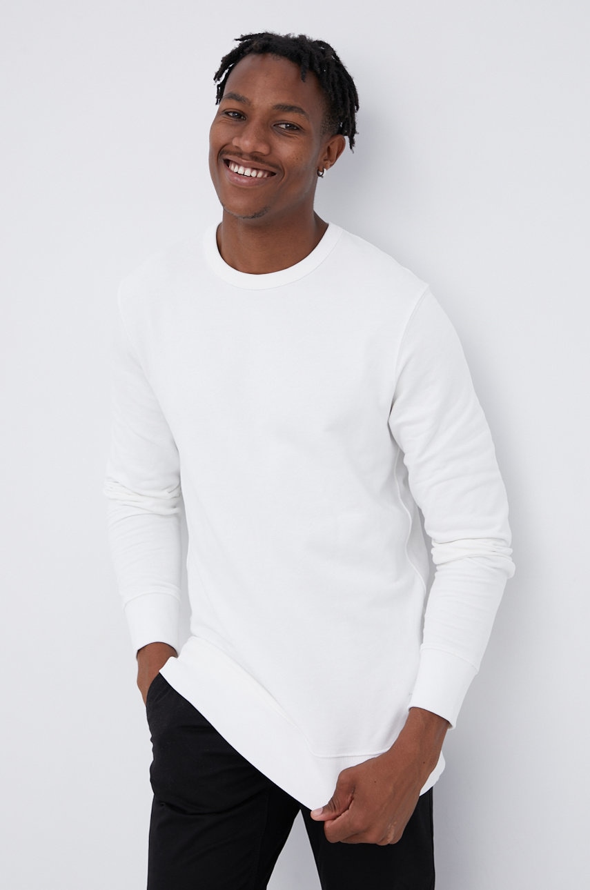 Jack & jones hanorac de bumbac bărbați, culoarea alb, material neted