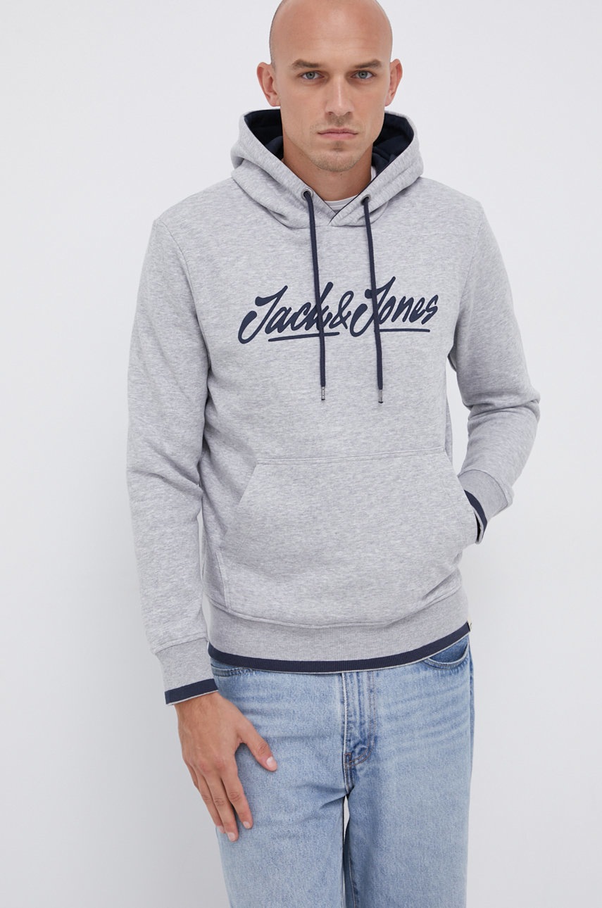 

Суичър Jack & Jones мъжки в сиво с принт, Сив