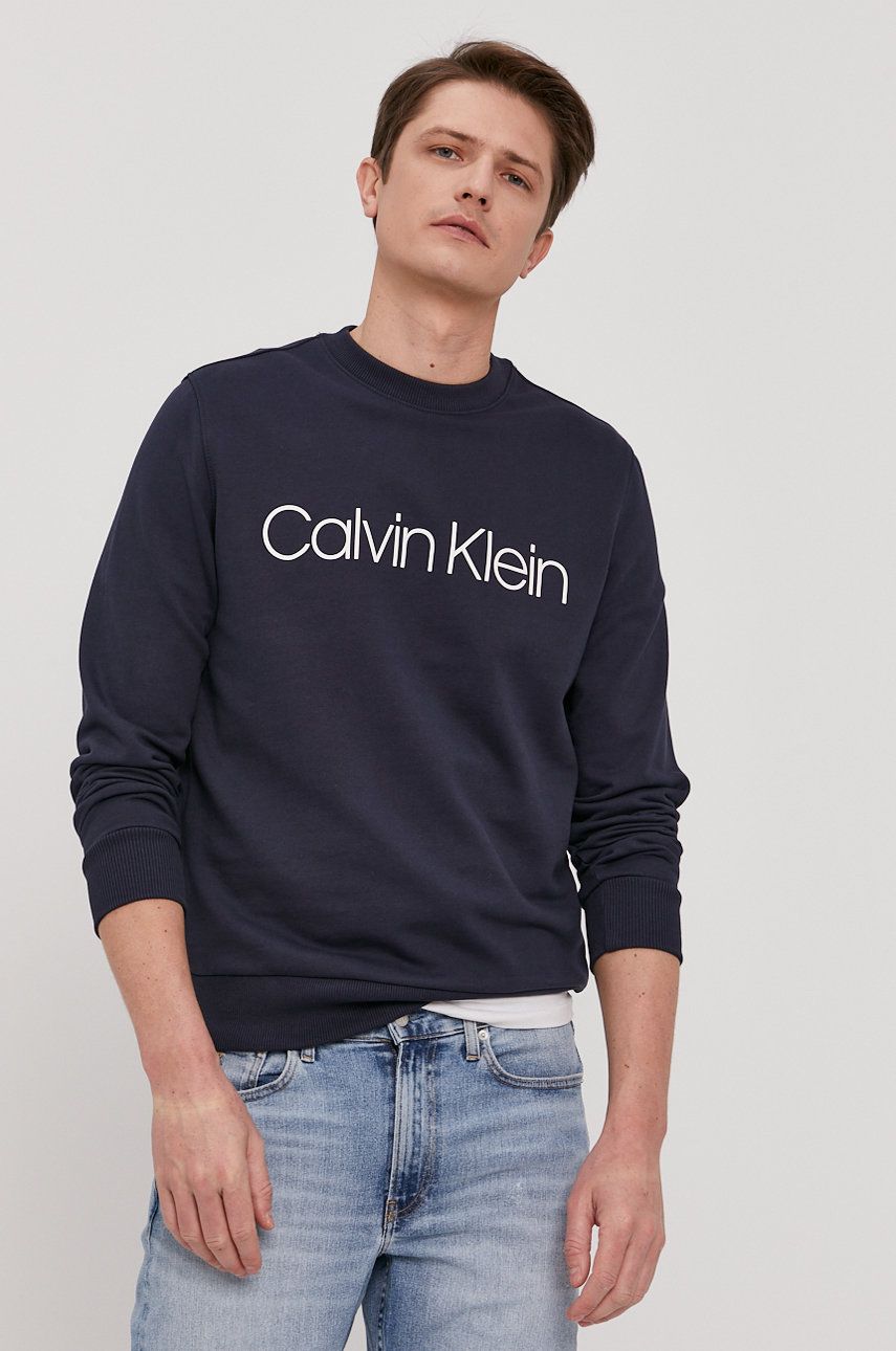 Levně Mikina Calvin Klein pánská, tmavomodrá barva, s potiskem