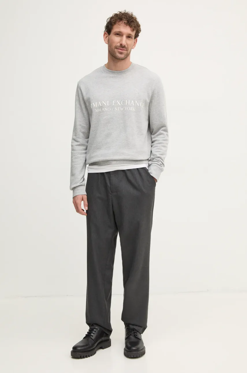Хлопковая кофта Armani Exchange мужская цвет серый с принтом Хлопковая кофта Armani Exchange мужская цвет серый с принтом