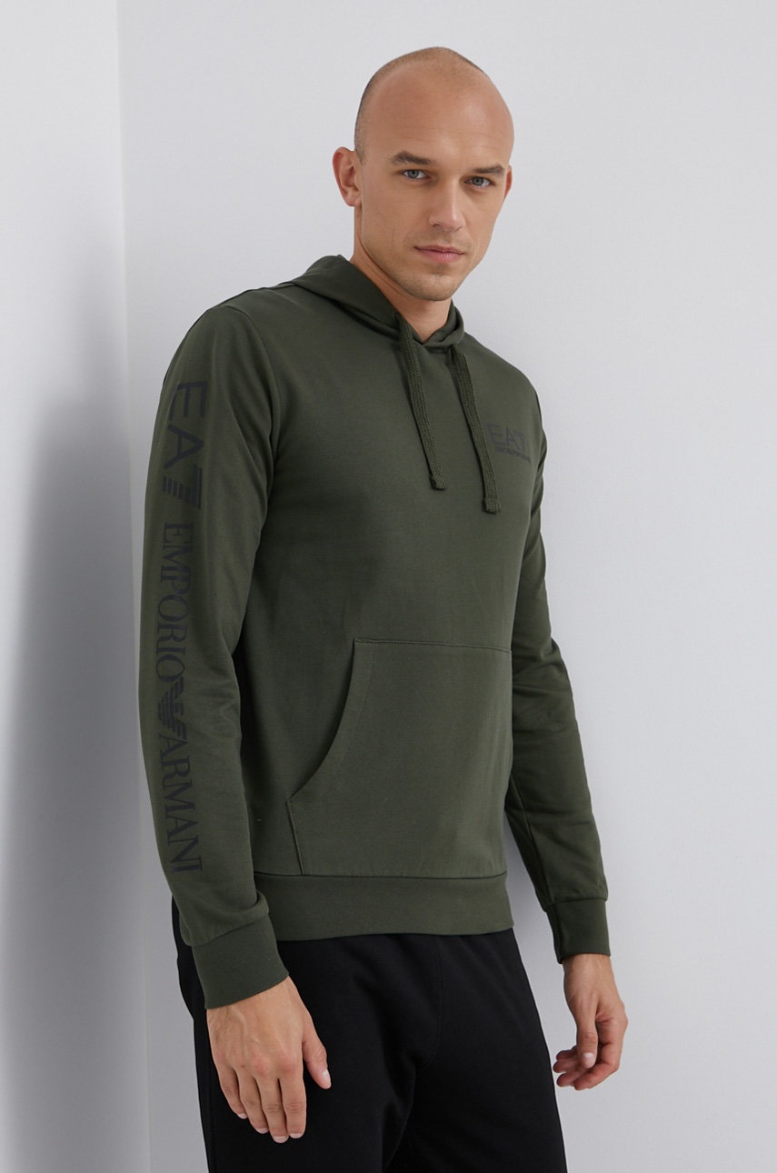 

Суичър EA7 Emporio Armani мъжки в зелено с принт, Зелен