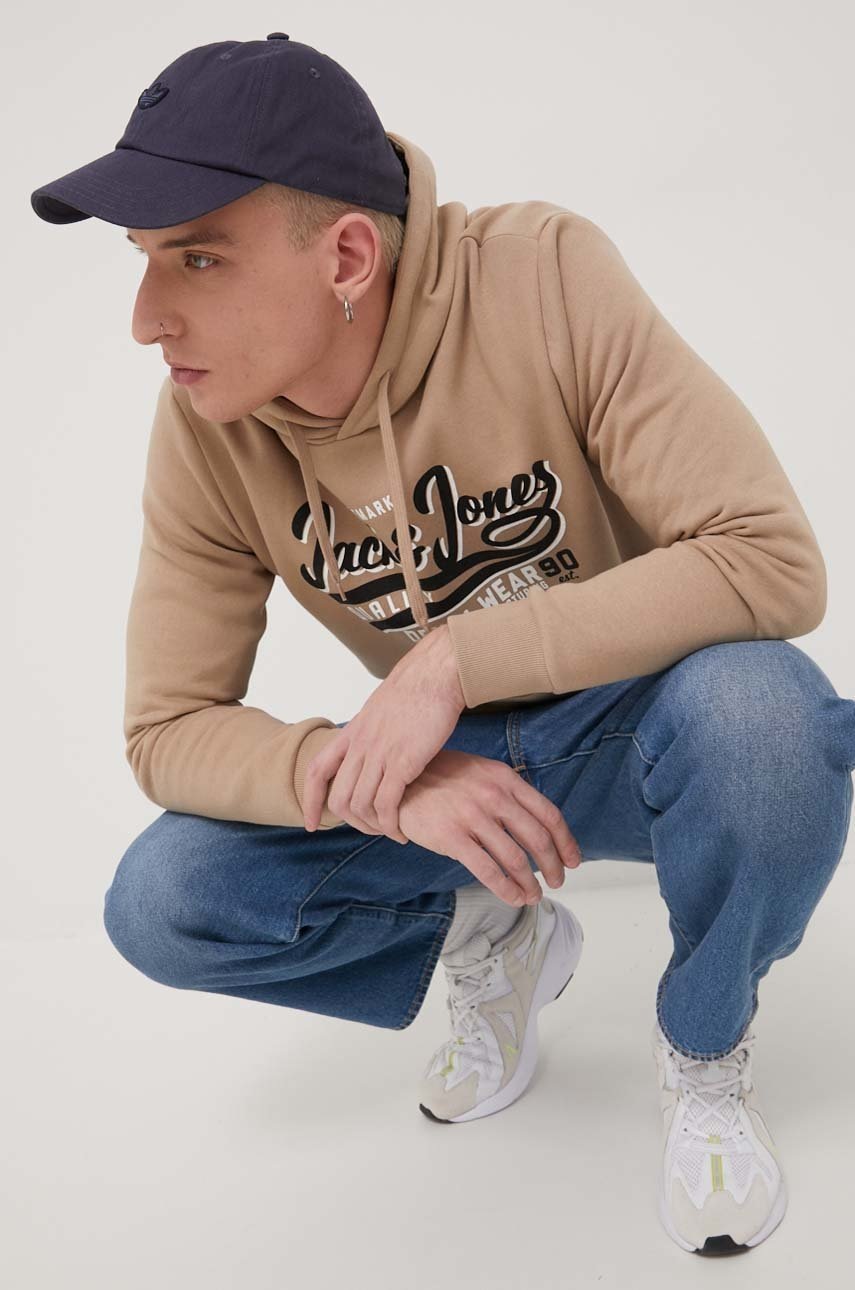 

Суичър Jack & Jones мъжка в бежово с принт, Бежов