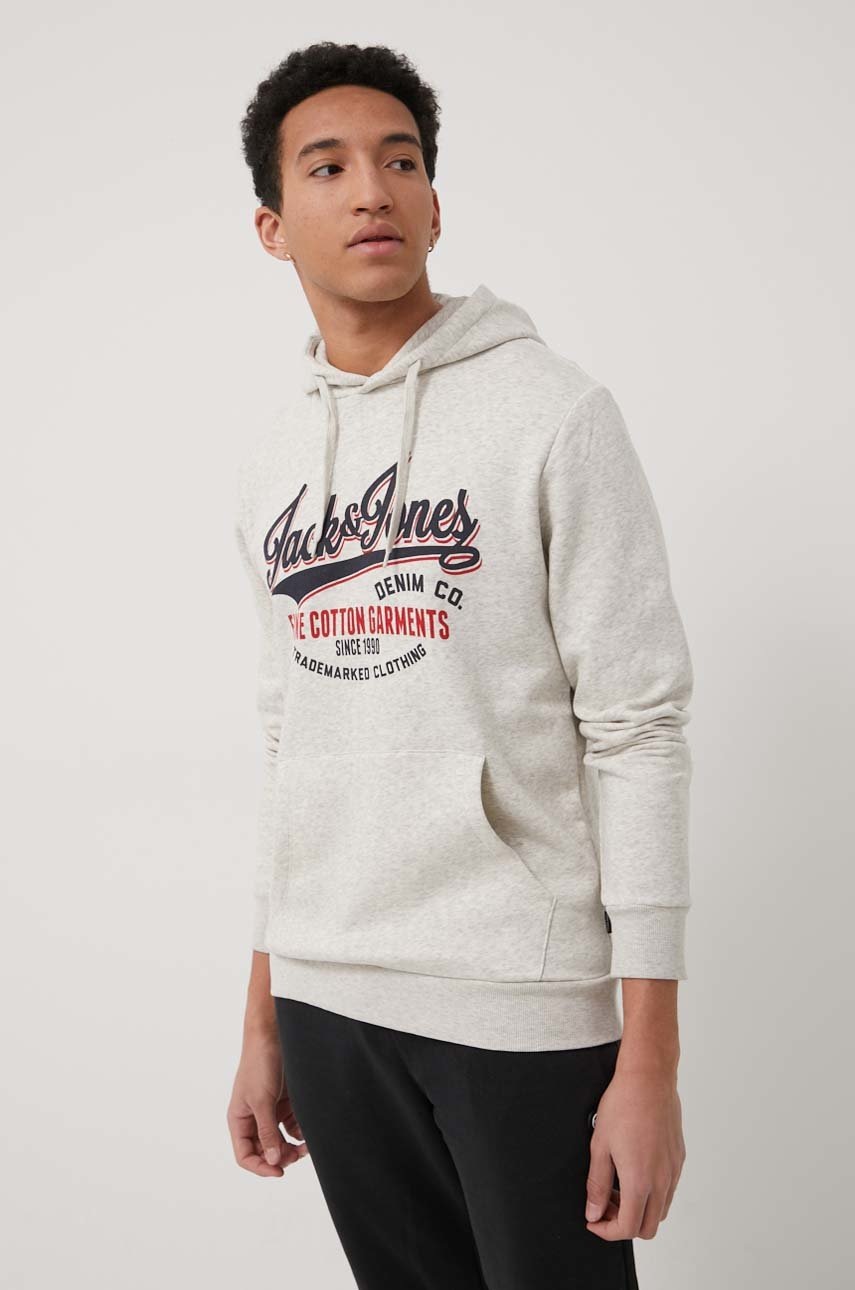

Суичър Jack & Jones мъжка в бежово с принт, Бежов