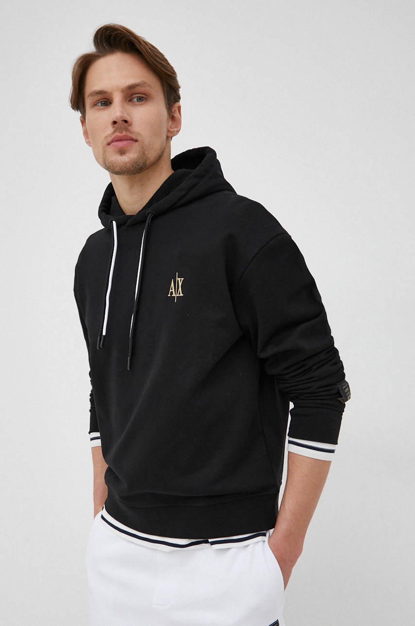 

Суичър Armani Exchange мъжка в черно с изчистен дизайн, Черен