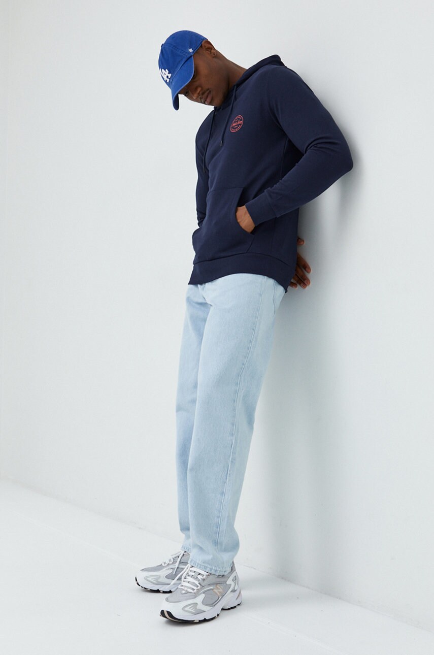 

Хлопковая кофта Jack & Jones мужская цвет синий однотонная