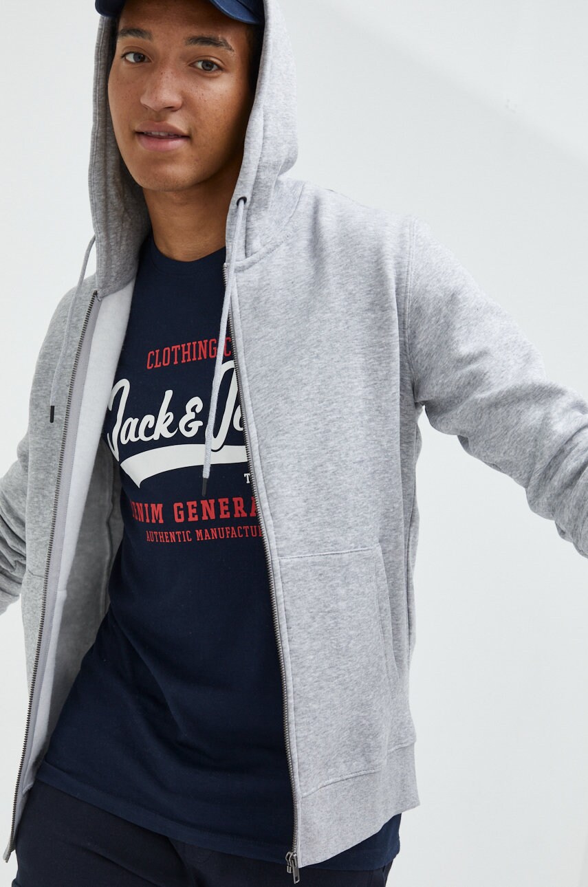 

Кофта Jack & Jones мужская цвет серый однотонная