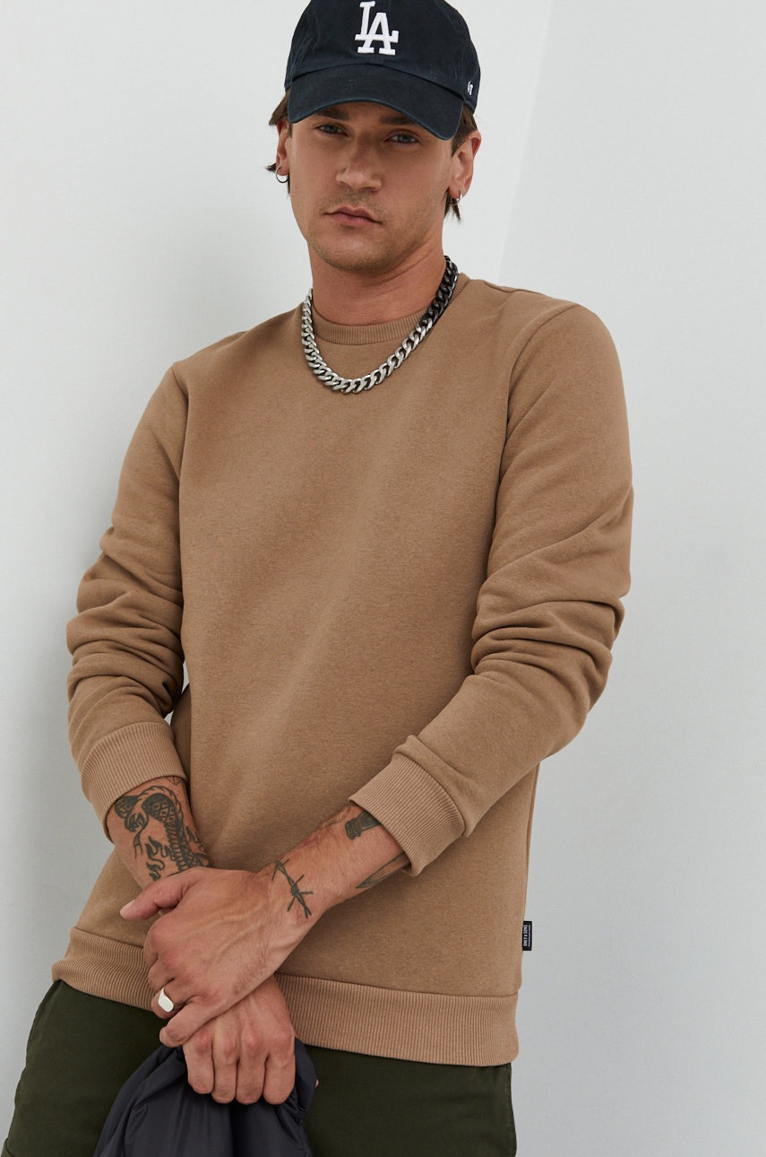 

Суичър Only & Sons в кафяво с изчистен дизайн, Кафяв