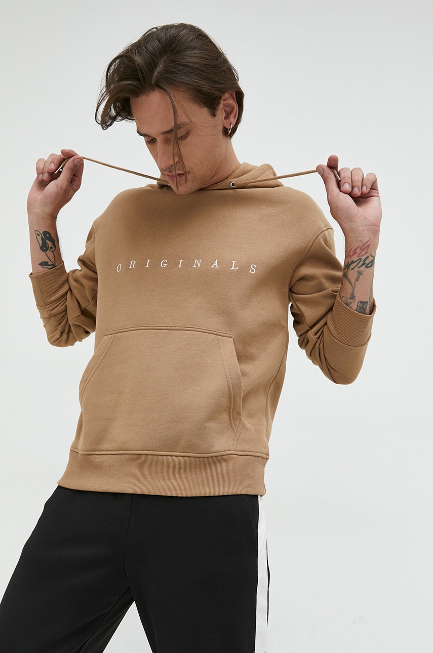 

Кофта Jack & Jones чоловіча колір коричневий з капюшоном з аплікацією