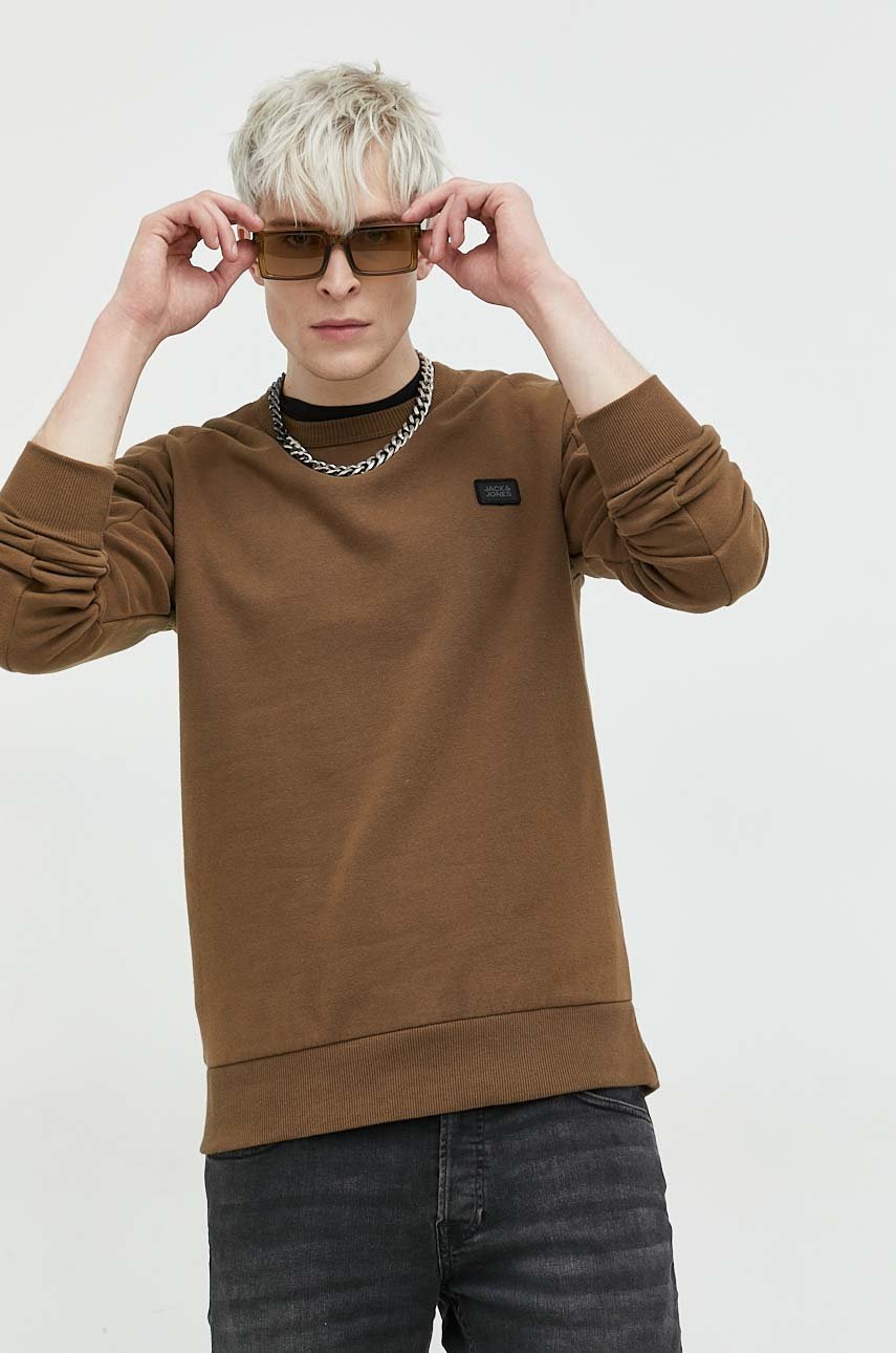 

Суичър Jack & Jones в кафяво с изчистен дизайн, Кафяв