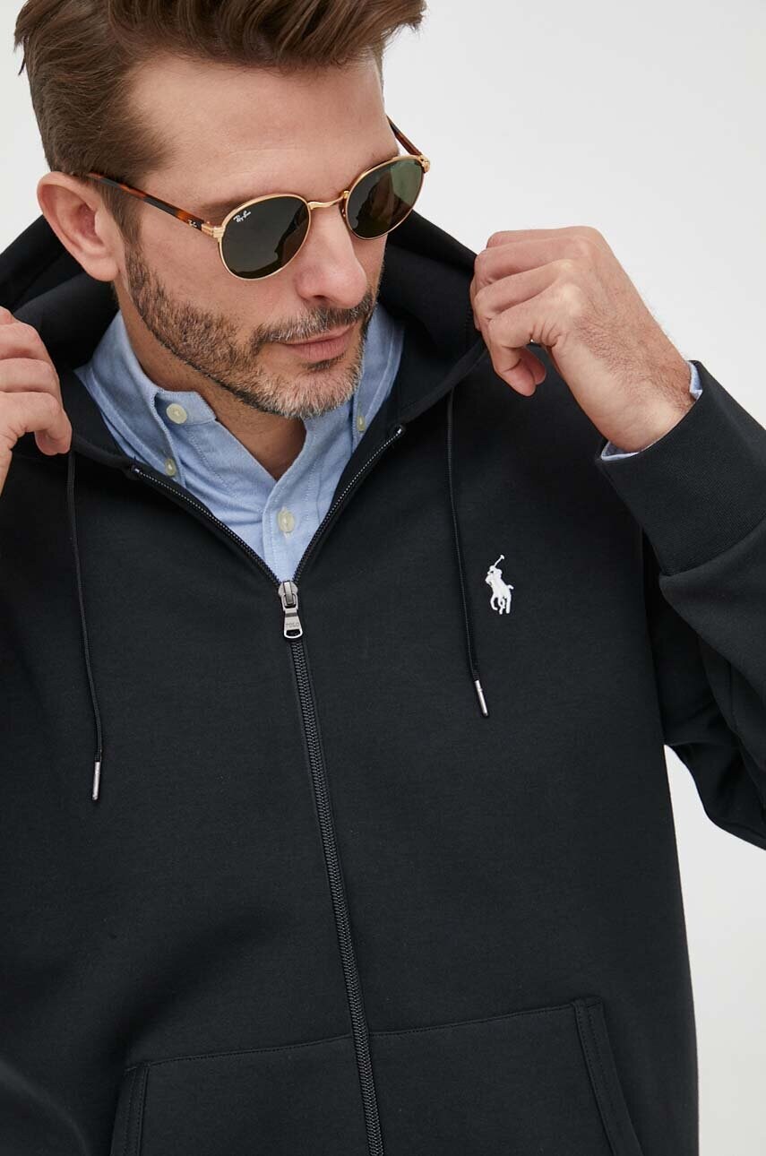 Levně Mikina Polo Ralph Lauren pánská, černá barva, s kapucí, hladká, 710888282