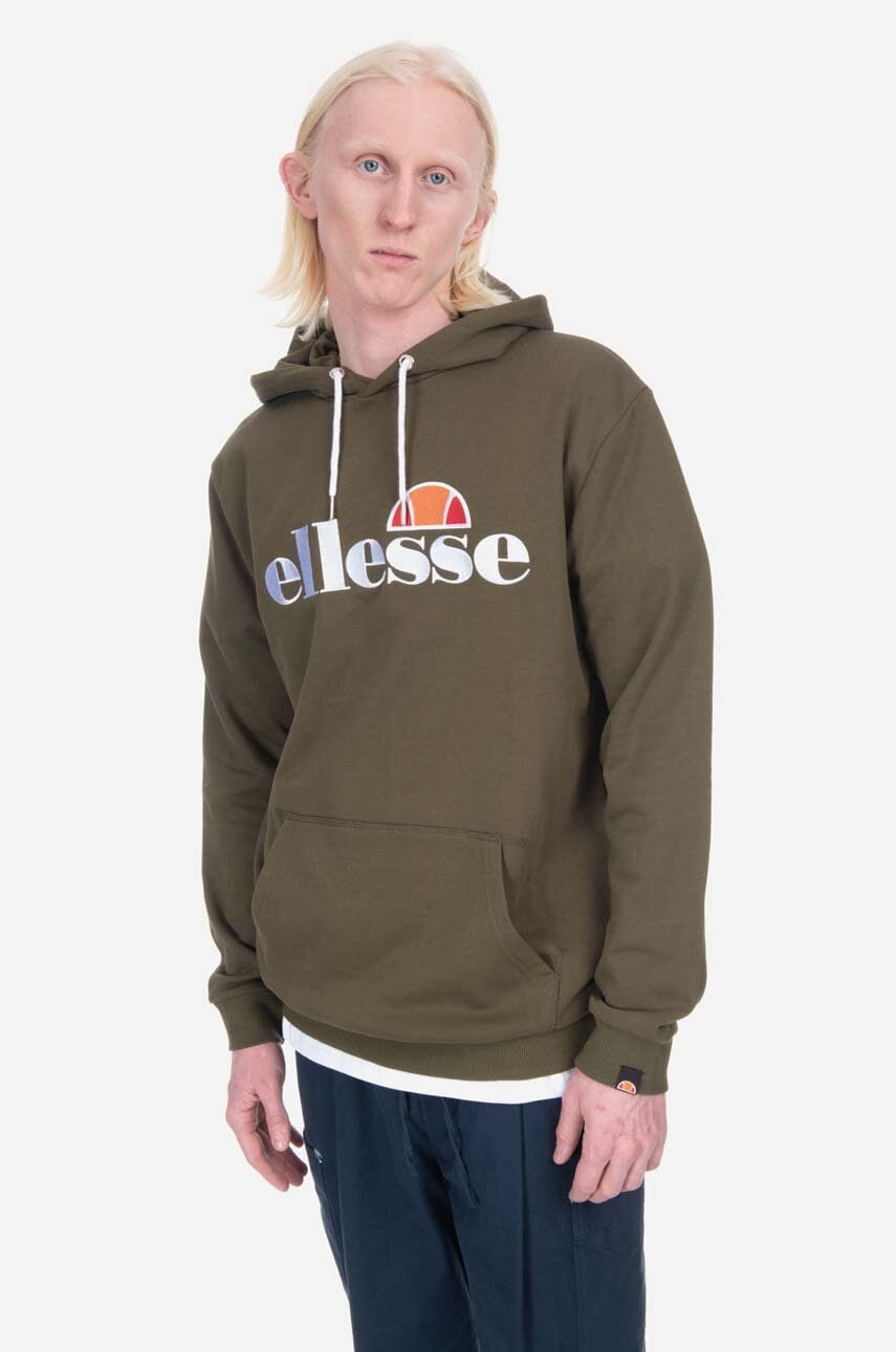 Levně Mikina Ellesse SHK13288 Ferrer pánská, zelená barva, s kapucí, hladká, SHK13288-KHAKI