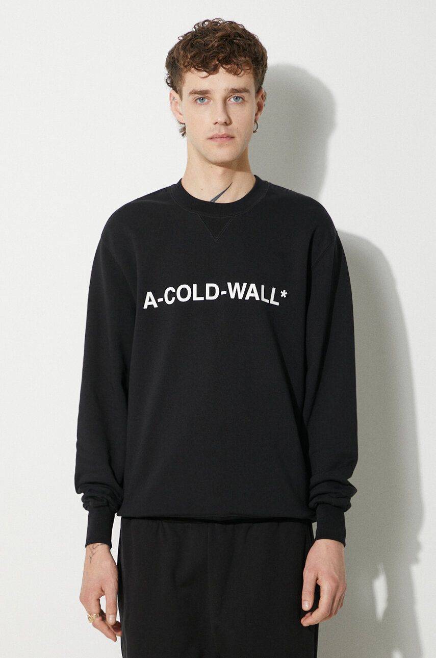 Бавовняна кофта A-COLD-WALL* Essential Logo Crewneck чоловіча колір чорний з принтом ACWMW082.-LIGHTORANG