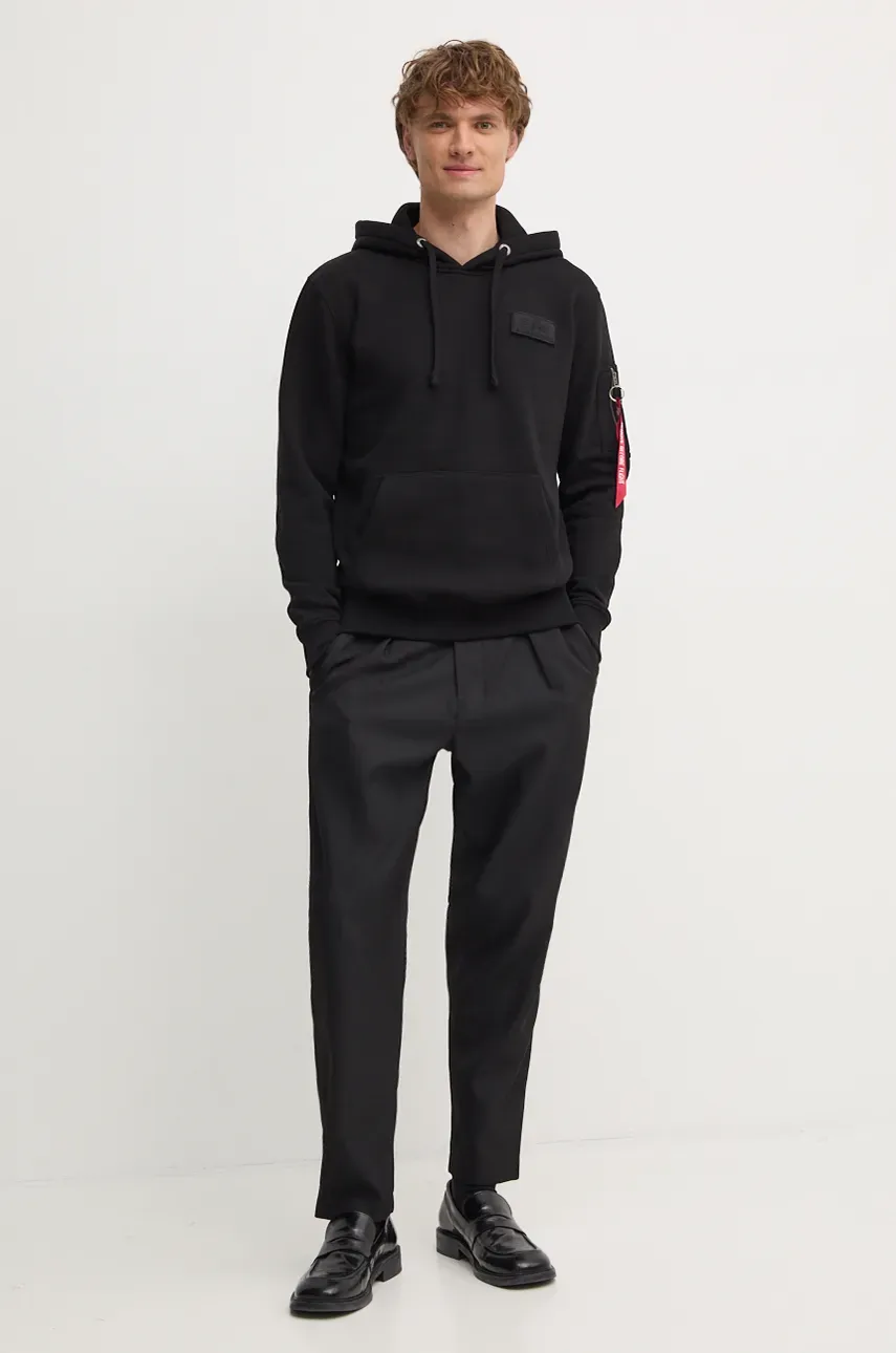 Кофта Alpha Industries Red Stripe Hoody мужская цвет чёрный с капюшоном с принтом 178314.95 Кофта Alpha Industries Red Stripe Hoody мужская цвет чёрный с капюшоном с принтом 178314.95