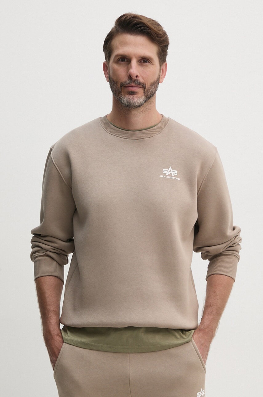 Alpha Industries bluza Bluza Alpha Industries 188307 03 barbati, culoarea bej, neted, 188307 Alpha Industries bluza Bluza Alpha Industries 188307 03 barbati, culoarea bej, neted, 188307