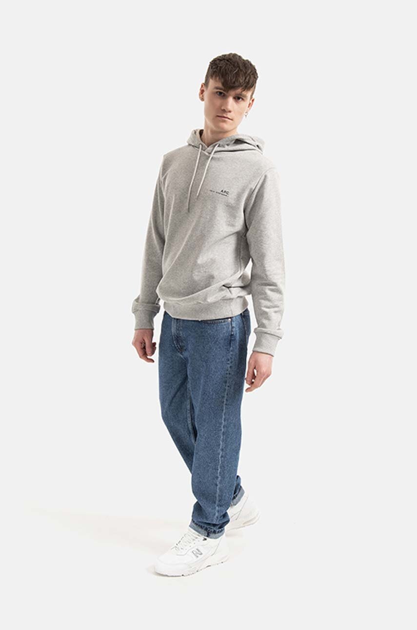 Βαμβακερή μπλούζα A.P.C. Hoodie Item χρώμα: γκρι, με κουκούλα F30 φωτογραφία