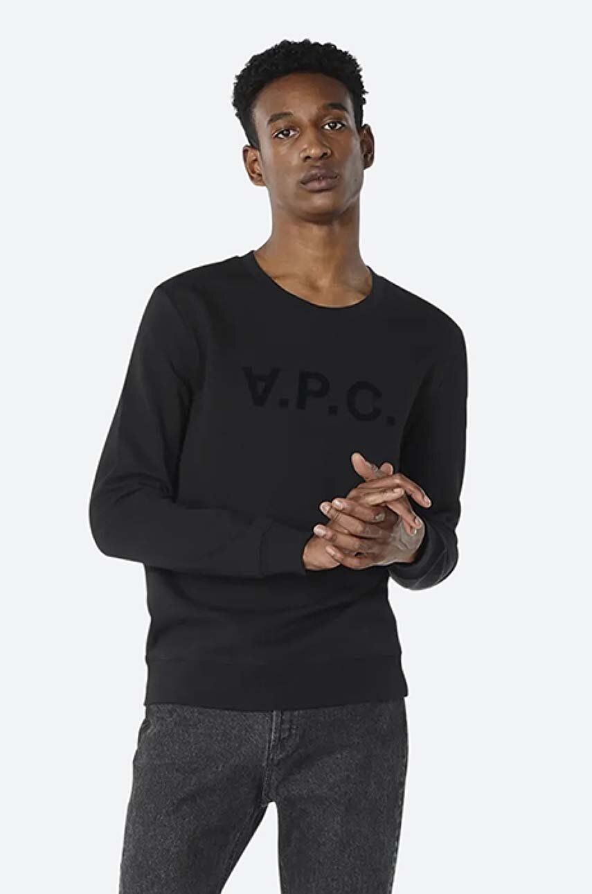 A.P.C. hanorac de bumbac Sweat Vpc bărbați, culoarea negru, cu imprimeu COECQ.H27378-DARKNAVY