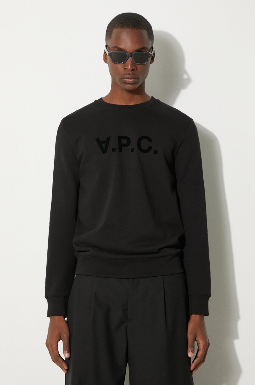 A.P.C. Bluza A.P.C. Sweat Vpc COECQ-H27378 BLACK hanorac din bumbac pentru bărbați