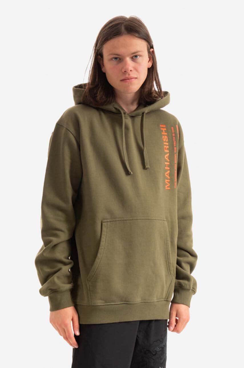 Maharishi hanorac de bumbac Miltype bărbați, culoarea verde, cu glugă, cu imprimeu 9756.OLIVE-OLIVE Maharishi hanorac de bumbac Miltype bărbați, culoarea verde, cu glugă, cu imprimeu 9756.OLIVE-OLIVE