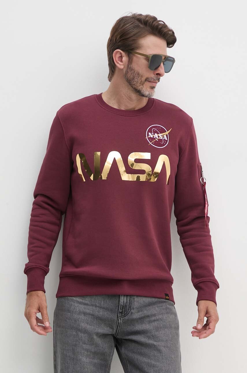 

Суичър Alpha Industries в червено с принт, Бордо