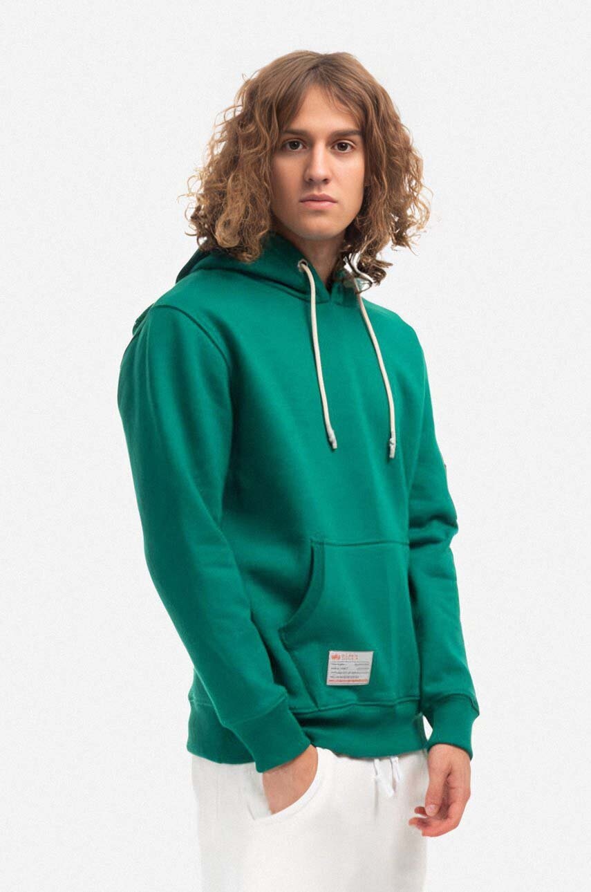 Alpha Industries bluză barbati, culoarea verde, cu glugă, cu imprimeu 108338.668-green