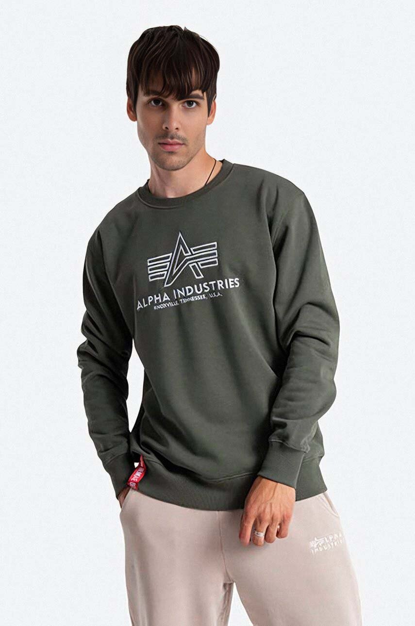 

Кофта Alpha Industries мужская цвет зелёный с принтом 118302.142-green
