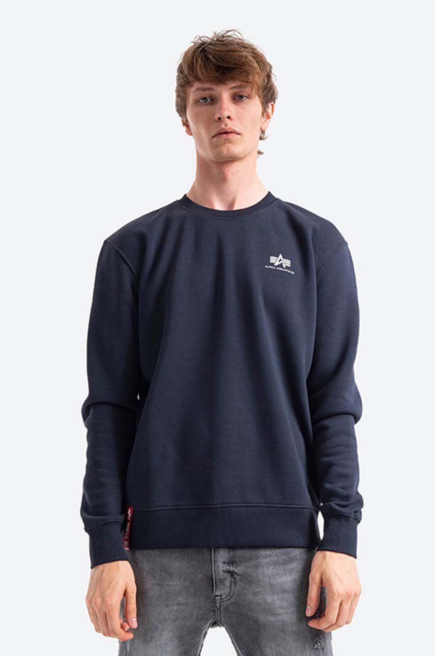 Alpha Industries bluză barbati, culoarea albastru marin, neted 188307.07-navy