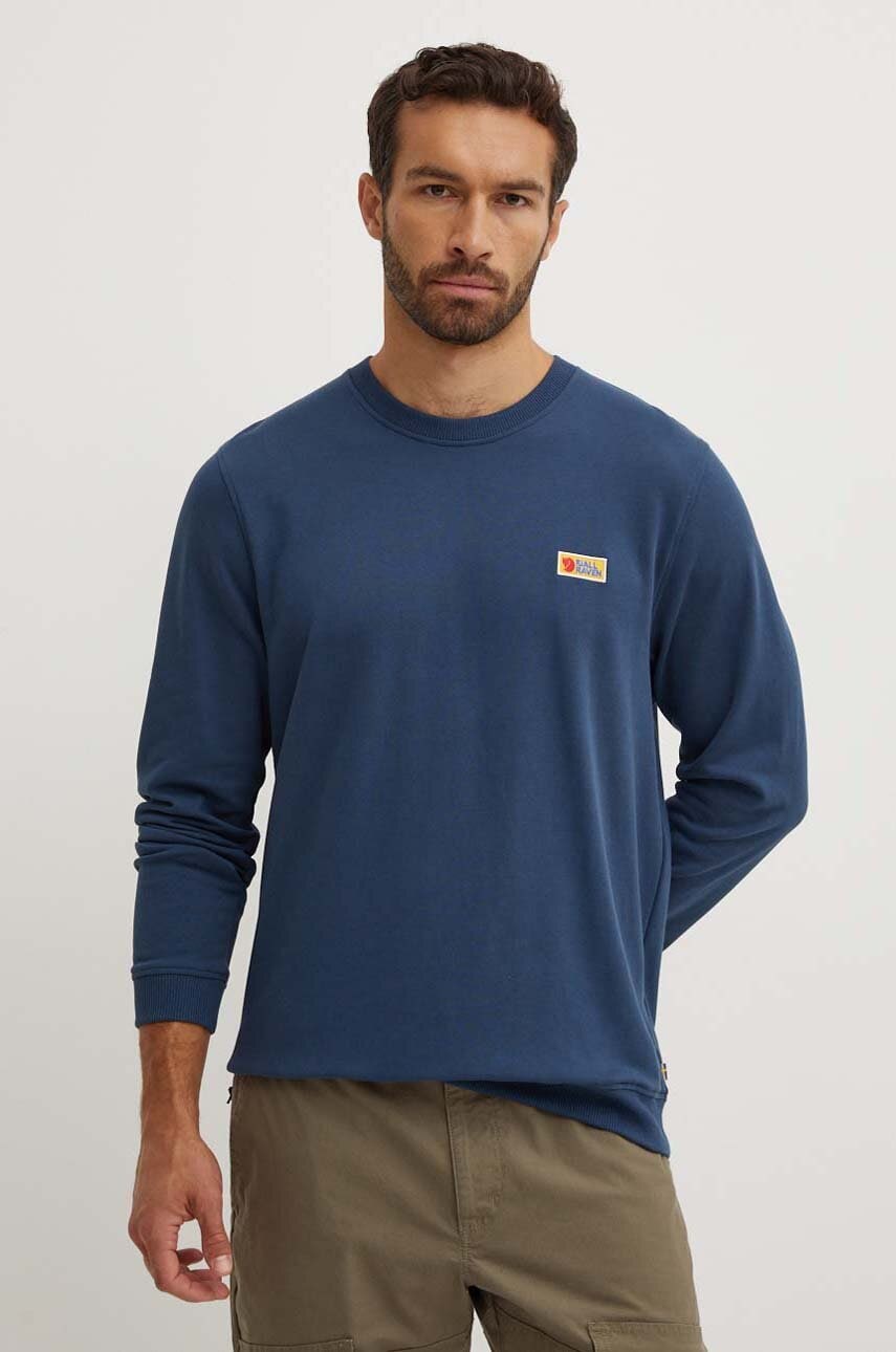 Fjallraven bluză Vardag Sweater bărbați, culoarea bleumarin, uni F87070