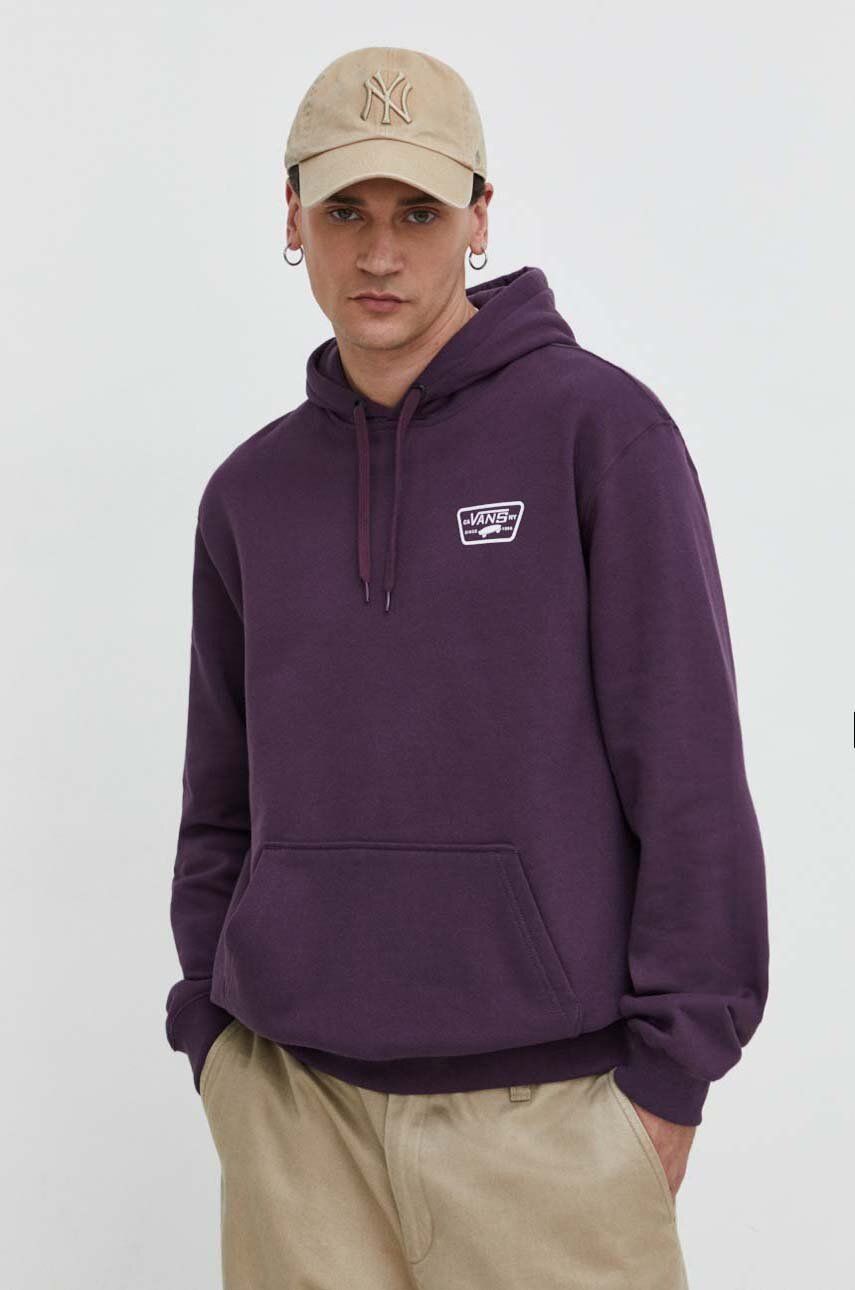 Vans hanorac de bumbac barbati, culoarea violet, cu glugă, neted