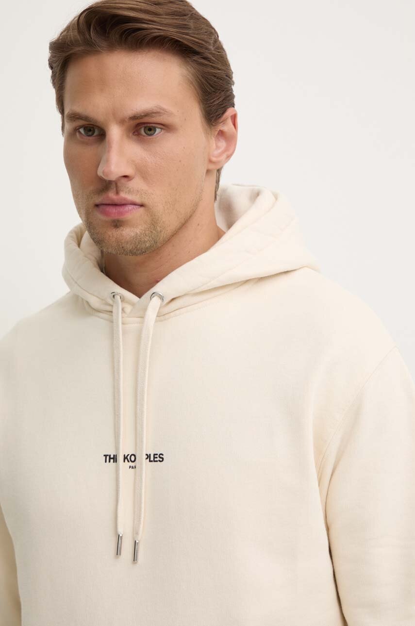 Βαμβακερή μπλούζα The Kooples χρώμα: μπεζ, με κουκούλα, HSWE22072K φωτογραφία