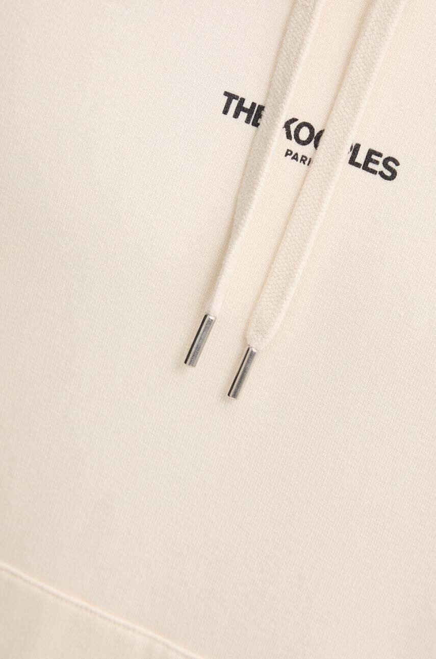 Βαμβακερή μπλούζα The Kooples χρώμα: μπεζ, με κουκούλα, HSWE22072K φωτογραφία