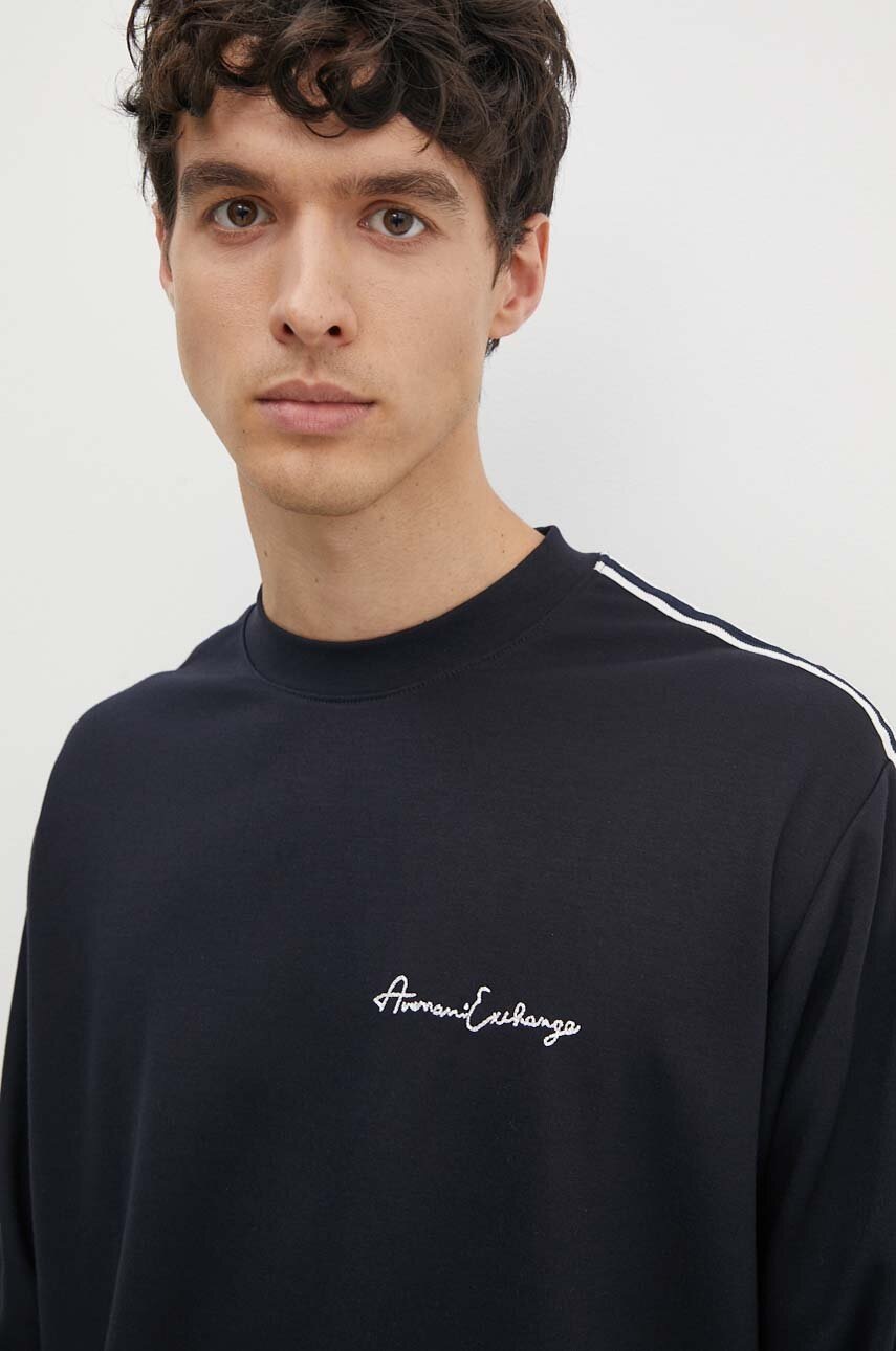 Кофта Armani Exchange чоловіча колір синій з капюшоном з аплікацією 8NZMSG Z9N1Z 