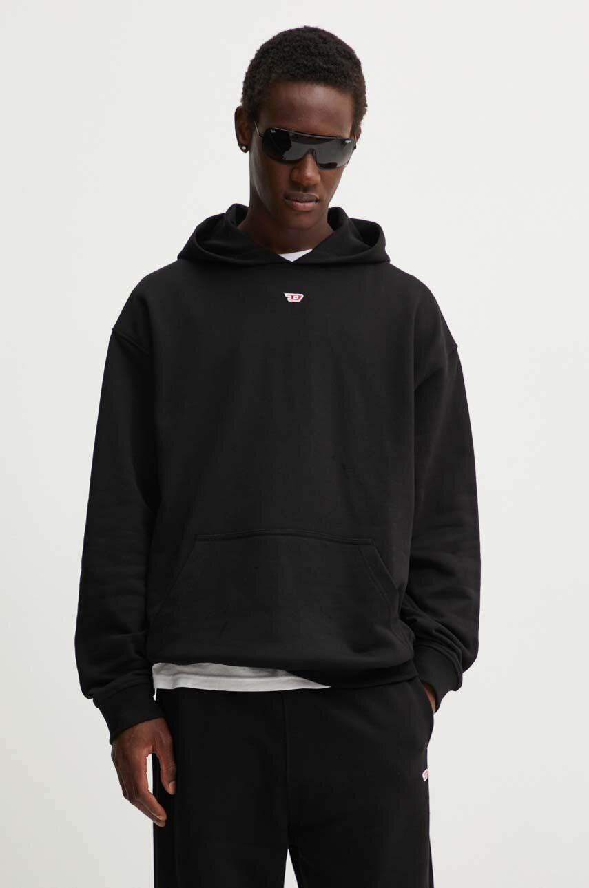 Diesel hanorac de bumbac S-BOXT-HOOD-D barbati, culoarea negru, cu glugă, cu imprimeu, A14909.0GEAD