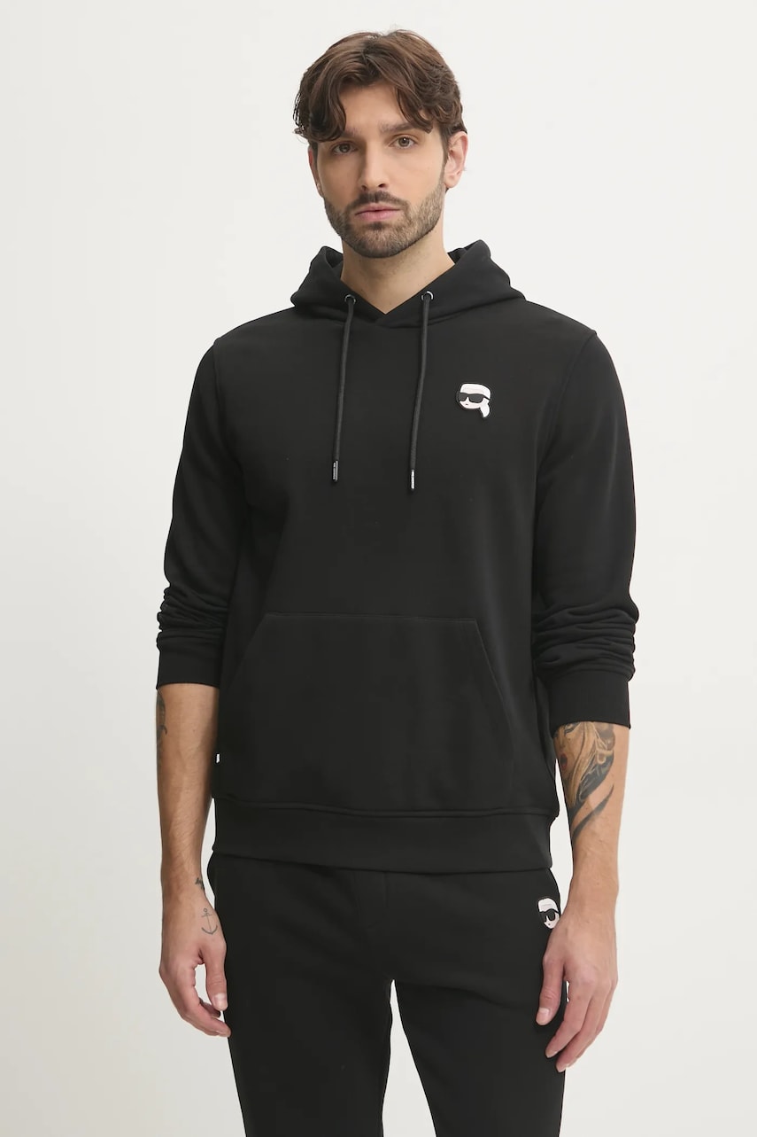 Karl Lagerfeld bluza barbati, culoarea negru, cu glugă, cu imprimeu, 500900.705711 Karl Lagerfeld bluza barbati, culoarea negru, cu glugă, cu imprimeu, 500900.705711