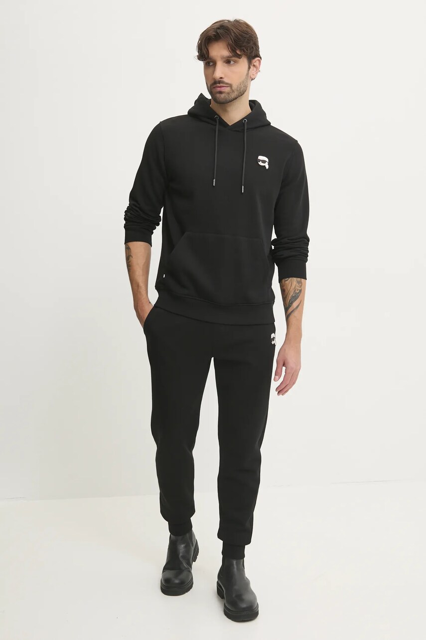 Кофта Karl Lagerfeld мужская цвет чёрный с капюшоном с аппликацией 500900.705711 Кофта Karl Lagerfeld мужская цвет чёрный с капюшоном с аппликацией 500900.705711