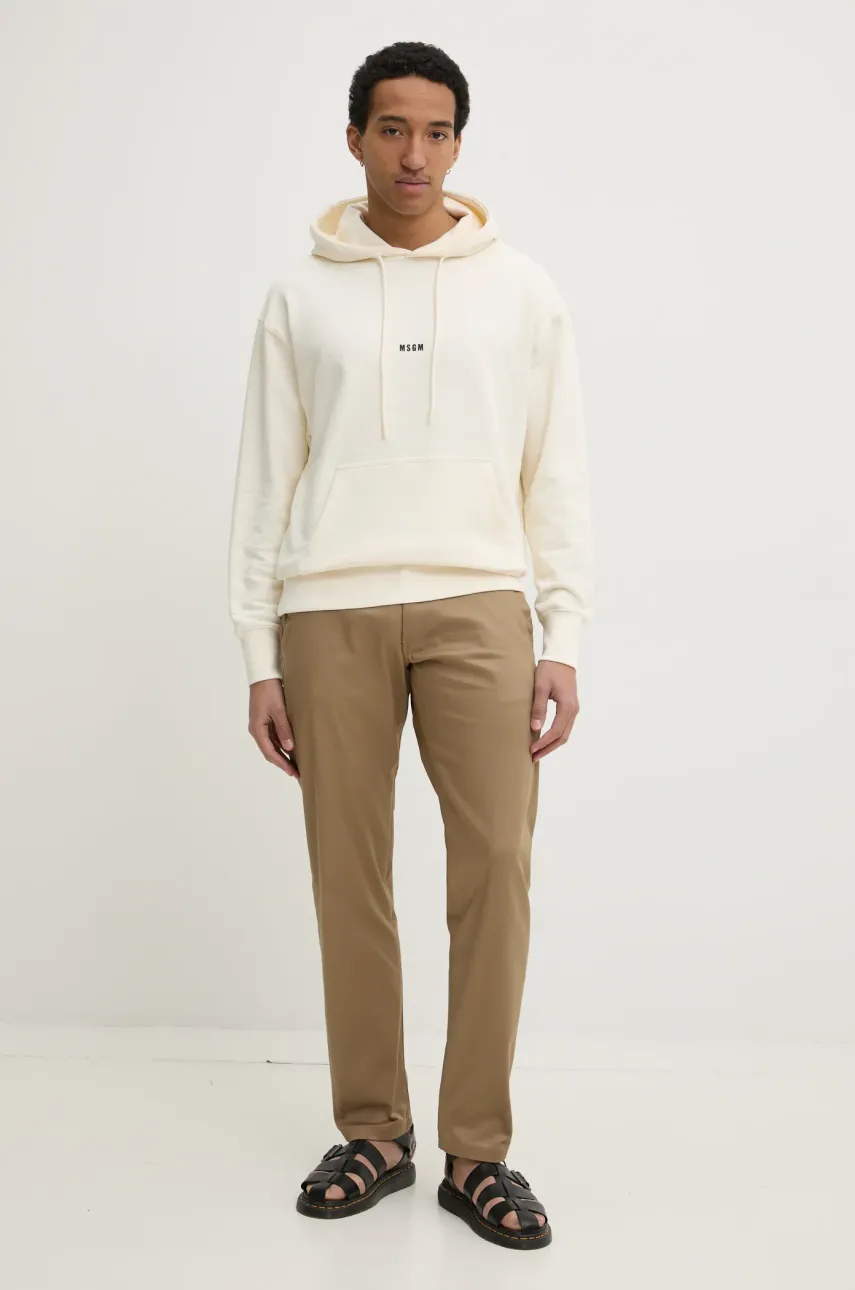 Хлопковая кофта MSGM мужская цвет бежевый с капюшоном однотонная 2000MM509.300000 Хлопковая кофта MSGM мужская цвет бежевый с капюшоном однотонная 2000MM509.300000