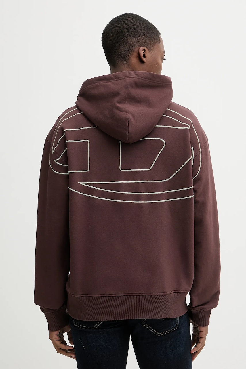 Diesel hanorac de bumbac S-MACS-HOOD-MEGOVAL-D culoarea negru, cu glugă, cu imprimeu, A11304.0GYCJ