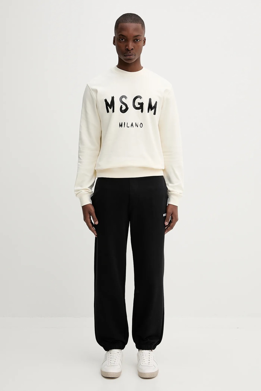 Хлопковая кофта MSGM цвет бежевый с принтом 2000MM513.300001
