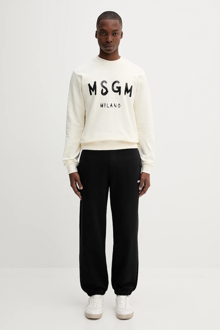 Хлопковая кофта MSGM цвет бежевый с принтом 2000MM513.300001 Хлопковая кофта MSGM цвет бежевый с принтом 2000MM513.300001