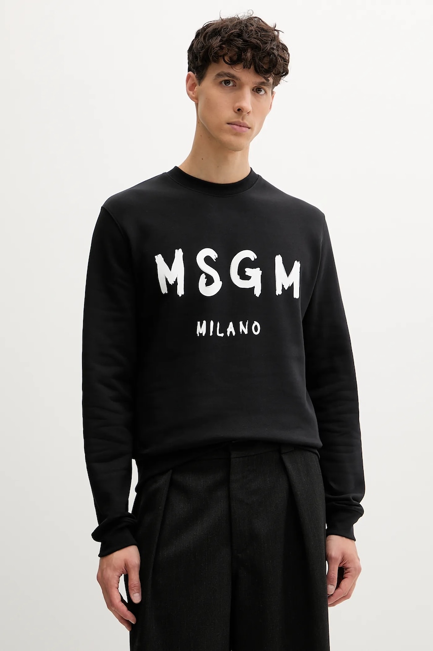 MSGM hanorac de bumbac culoarea negru, cu imprimeu, 2000MM513.300001