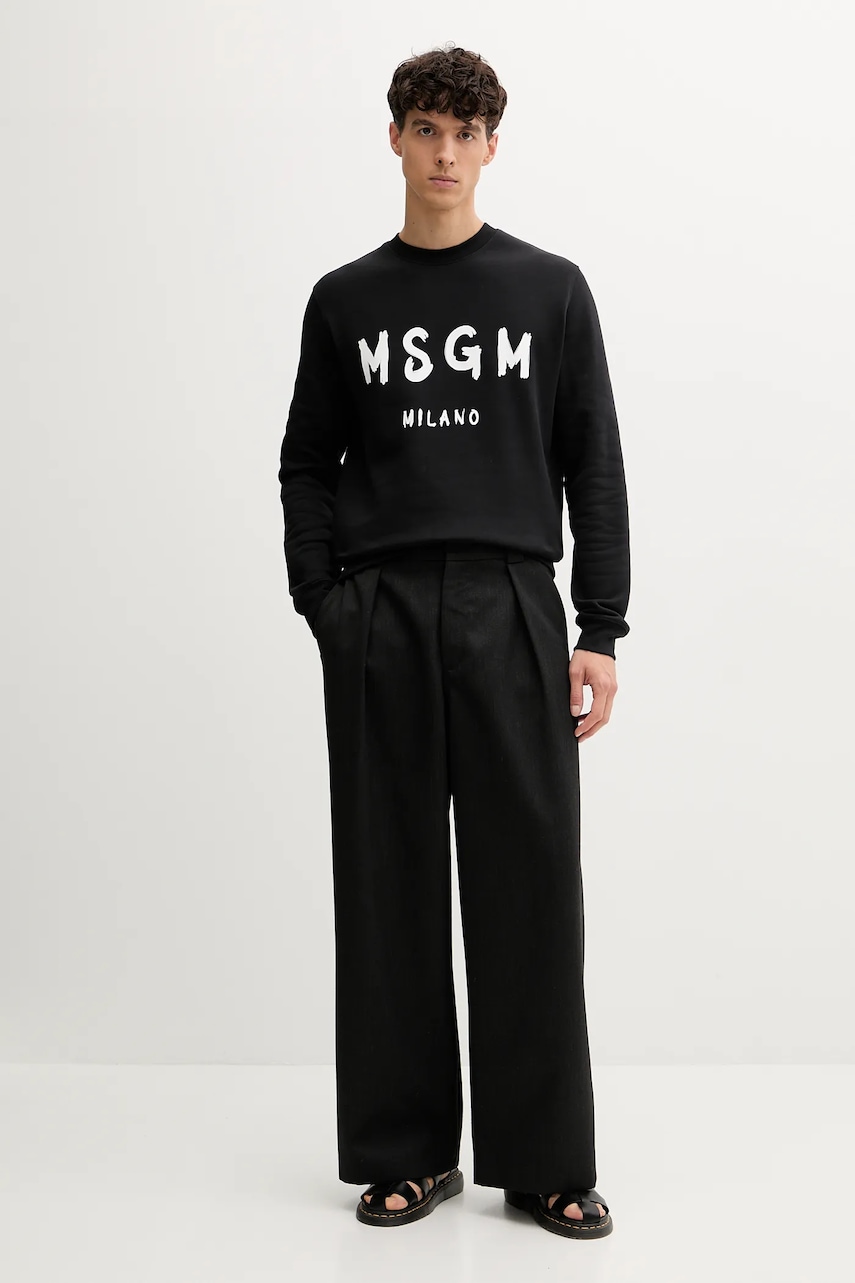 Хлопковая кофта MSGM цвет чёрный с принтом 2000MM513.300001 Хлопковая кофта MSGM цвет чёрный с принтом 2000MM513.300001