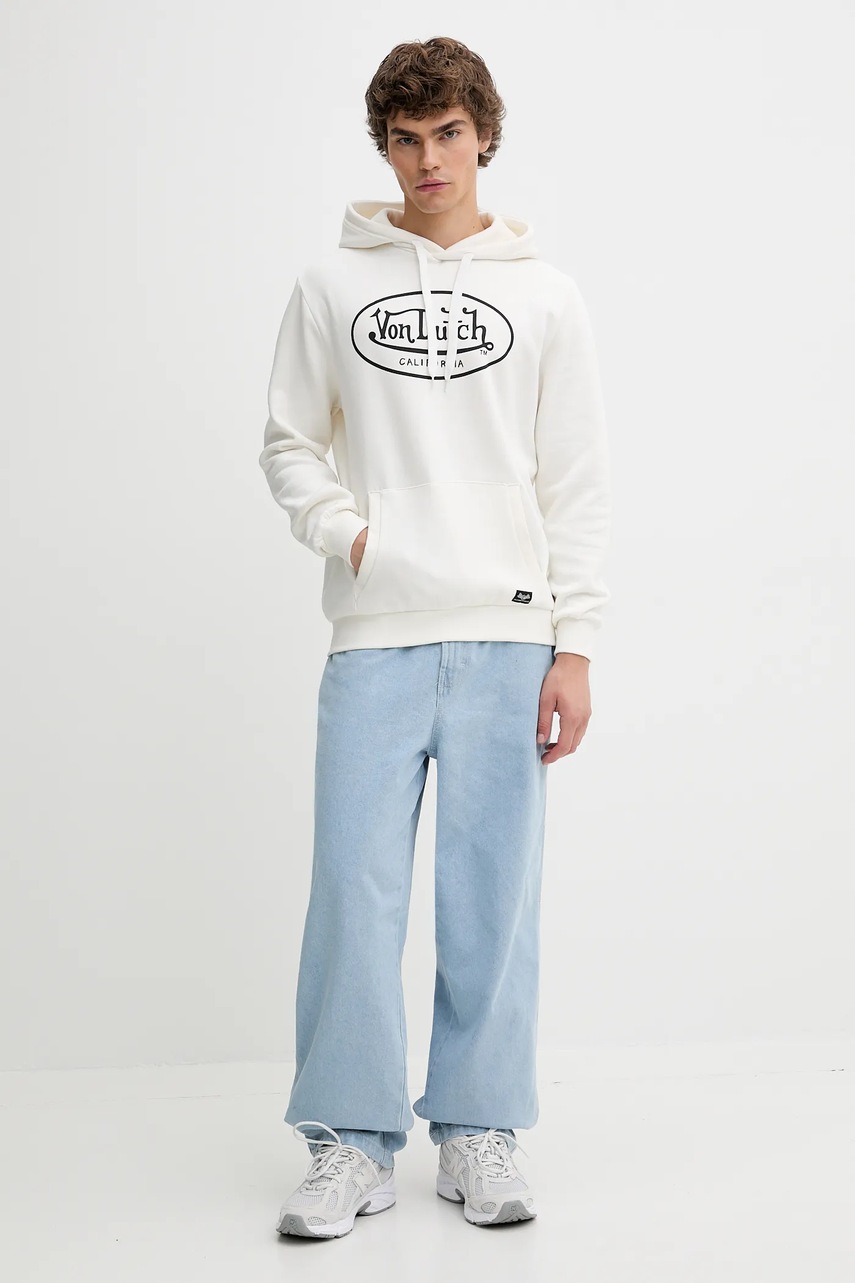 Кофта Von Dutch цвет белый с капюшоном узор VD.1.SWZ.BRAND