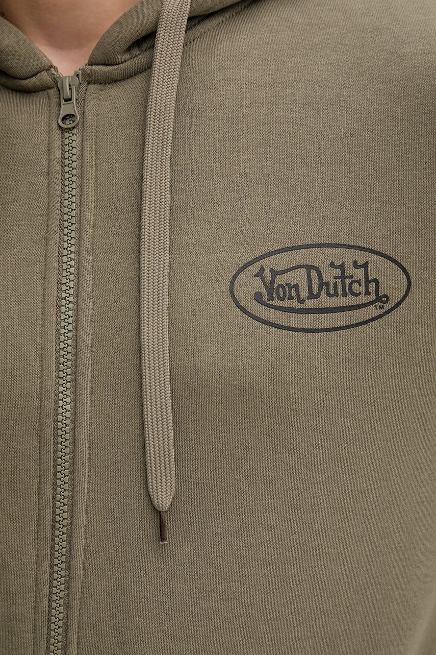 Μπλούζα Von Dutch χρώμα: πράσινο, με κουκούλα, VD.1.SWZ.SLI φωτογραφία