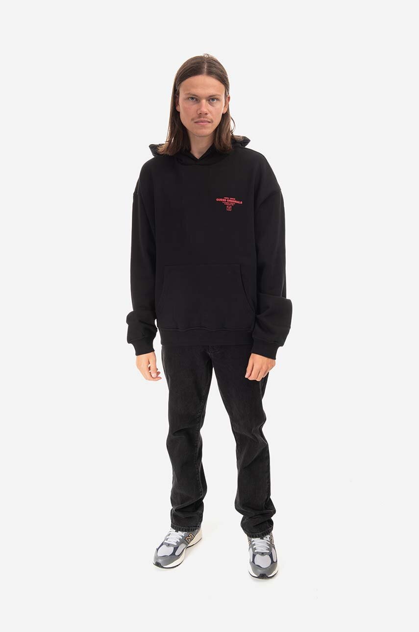 Μπλούζα Guess Originals Go Harper Ls Hoodie χρώμα: μαύρο, με κουκούλα φωτογραφία